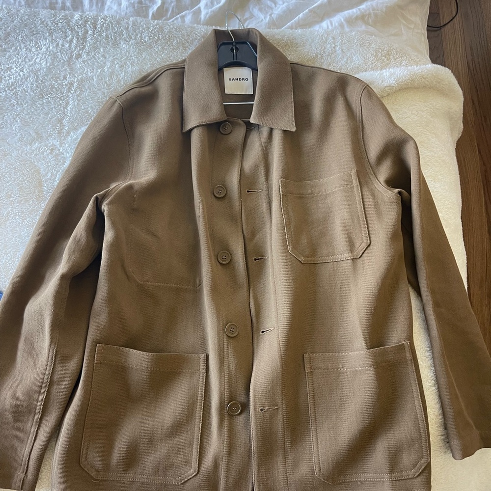 Sandro Men’s Solid Twill Worker Jacket Size Small - image 4